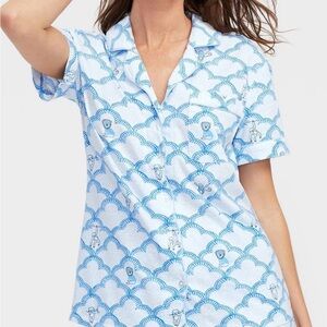 NWT Roller Rabbit X Target Women's Geo Trellis Short Sleeves and Shorts Pajama